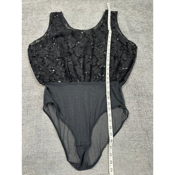 NWOT Vintage Delicates Bodysuit Womens 2X 22/24 Black Sheer Sequin‎ Sexy - Picture 7 of 15